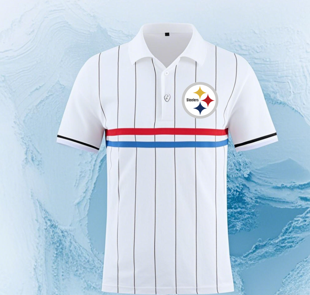 Pittsburgh Steelers white style #2 Men 2025 NFL polo T shirt->nfl t-shirts->Sports Accessory